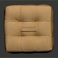 Comfortable Modern Brown Leather Tufted Square Ottoman With Gold Metal Base 3d model