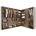 Spacious Wooden Walk in Closet Design With Hanging Clothes Folded Items And Shoe Storage