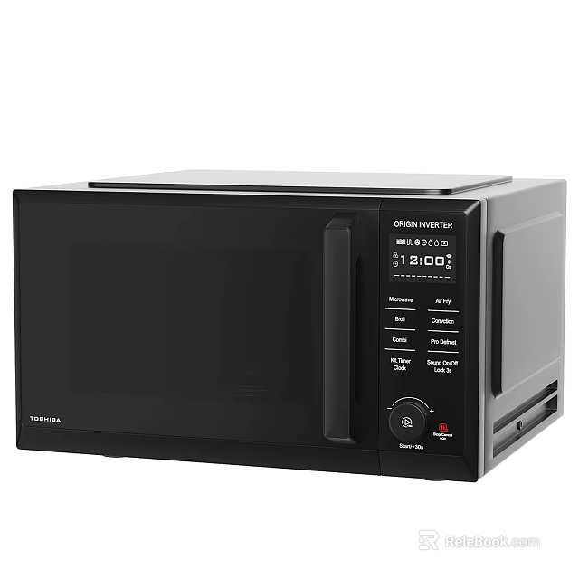 Sleek Black Microwave Oven Modern Kitchen Appliance With Digital Controls And LED 3d model 