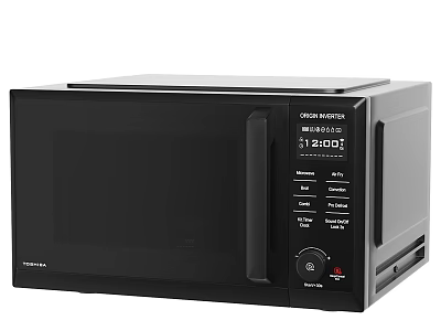 Sleek Black Microwave Oven Modern Kitchen Appliance With Digital Controls And LED 3d model