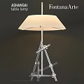 Unique Shaped Modern Table Lamp With Metal Tripod Base And Fabric Shade
