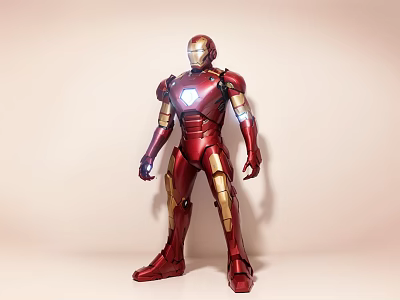 Iron Man Superhero Character With Red And Gold Armor Suit And Chest Reactor 3d model