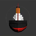 Wooden Ship Featuring Black White Red Hull Yellow Funnels Upper Deck Windows and Reflective Base