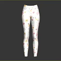 White Floral Print Leggings With Colorful Flowers Yellow Sunflowers And Green Leaves