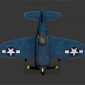 Blue Fighter Jet With Propeller And White Stars