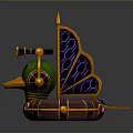 Cosmic Themed Spacecraft Design With Telescope Feature Vibrant Green Purple Yellow Accents Astronomical Wing Structure