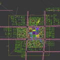 Aerial View Planning of Industrial Park with Green Roofs and Neatly Arranged Buildings