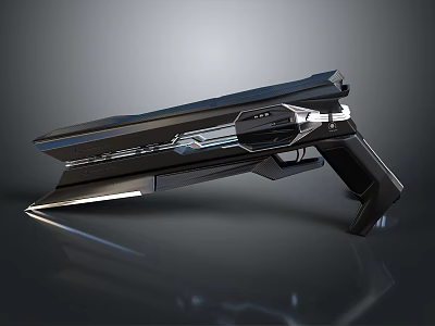 Futuristic Gun With Sleek Black Metal Body And Streamlined Design 3d model