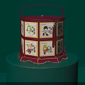 Red Hexagonal Handheld Decorative Box With Cute Cartoon Patterns For Home 3d model