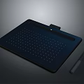 Black Digital Drawing Tablet With Stylus Pen And Dots Pattern Surface 3d model