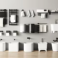 Bathroom Washing Essentials With Towel Racks Wash Basins Trash Bins And Towels