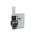 Modern Kitchen Appliances With Stainless Steel Refrigerator Oven And Cooktop