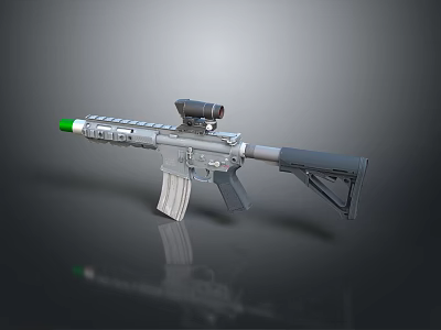 Modern Tactical Rifle with Tactical Scope Green Tip Barrel Rail System Black Stock and Magazine 3d model