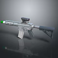 Modern Tactical Rifle with Tactical Scope Green Tip Barrel Rail System Black Stock and Magazine