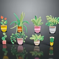 Colorful Potted House Plants With Various Leaf Shapes And Decorative Pots
