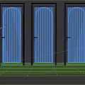 Hinged Doors in Black White Light Green with Arched Top Ribbed Glass and Golden Handles