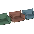 Modern Upholstered Single Sofas with Metal Frame in Red Blue Green Colors 3d model