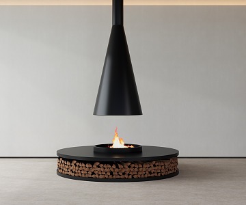 Large Round Fireplace Modern Fireplace 3d model