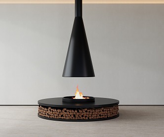 Large Round Fireplace Modern Fireplace 3d model