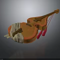 Traditional Orange Stringed Musical Instrument With Golden Accents White Fabric And Red Tassels