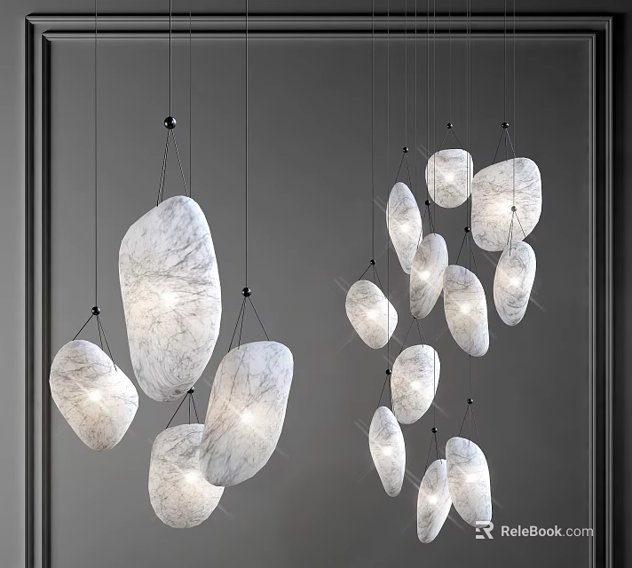 Modern Irregular Shaped Pendant Lights With Marble Texture For Interior Design 3d model