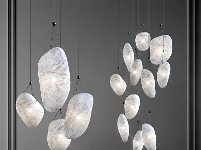 Modern Irregular Shaped Pendant Lights With Marble Texture For Interior Design 3d model