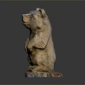 Hand Carved Wooden Bear Sculpture In Standing Pose With Detailed Features