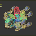 Mythical Blue Armored Creature With Multiple Glowing Arms And Gold Accents