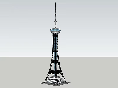 Modern Architectural Tower With Glass Curtain Wall And Metal Frame Design 3d model