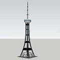Modern Architectural Tower With Glass Curtain Wall And Metal Frame Design