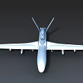 Light Blue Military Drone Featuring Missile Attachments And Landing Gear