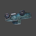 Old Rusty Teal Truck With Worn Out Body And Peeling Paint Details