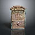 Antique Vintage Mailbox With Ornate Carvings Decorative Crest And Aged Brass Finish