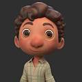 3D Animated Game And Film Character With Curly Brown Hair And Checkered Shirt