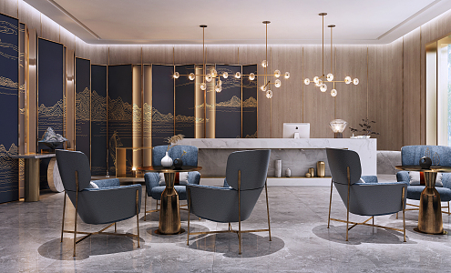 Modern Front Desk Hotel Front Desk Lobby Reception Area 3d model