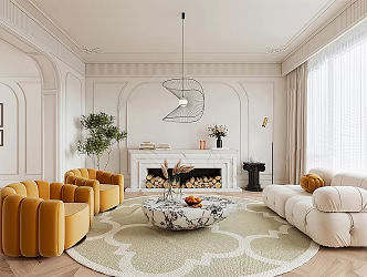 French Living Room Home Living Room 3d model