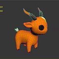 Cute Orange Cartoon Deer Plush Toy With Brown Antlers Big Blue Eyes And White Tail