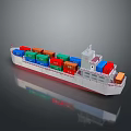 Container Ship Model Loaded With Colorful Containers On Gray Reflective Background 3d model
