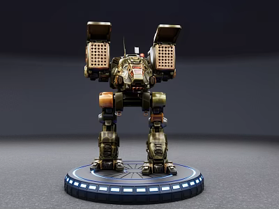 Smart Machine With Mechanical Armor Circular Base Blue Light Strips Sci Fi Design 3d model