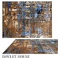 Stylish Square Rug With Brown Blue Abstract Pattern For Modern Living Room