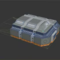 Futuristic Sci Fi Modular Structure With Gray Blue Exterior White Stripes And Platform Base