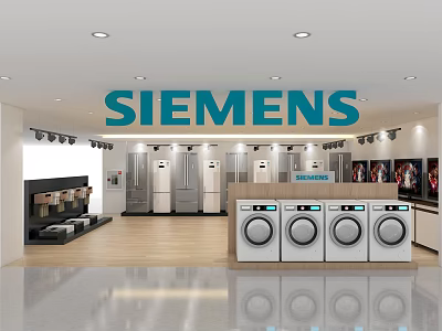 Siemens Official Showroom Showcasing Modern Washing Machines And Home Appliances 3d model