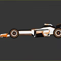 Orange And White Streamlined Formula Race Car With Aerodynamic Body Design