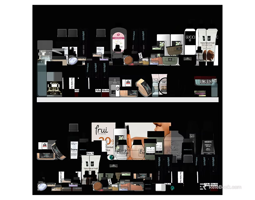 Premium Perfume and Cosmetics Collection with Various Bottles and Packaging 3d model 