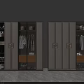 Modern White Wardrobe Design With Glass Doors And Multiple Storage Compartments 3d model