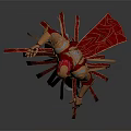 3D Game Movie Character in Red Gold Armor With Flowing Streamers And Dynamic Standing Pose