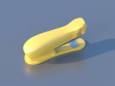 Bright Yellow Stapler With Plastic Body And Ergonomic Handle For Office Use 3d model