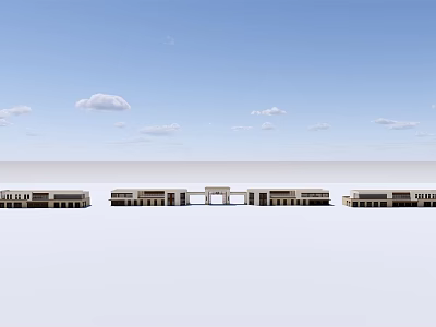 Modern Commercial Street Architecture Featuring Main Entrance And Building Facade 3d model