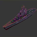 Gray Military Warship Model With Number 105 Red Bottom And Green Deck