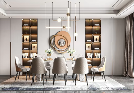 Light Luxury Restaurant Home Restaurant 3d model